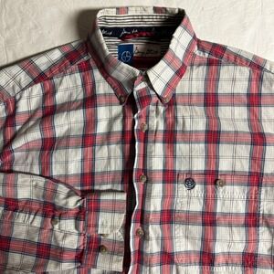 Wrangler George Strait Cowboy Cut Plaid Shirt Mens Red White Blue Long Sleeve